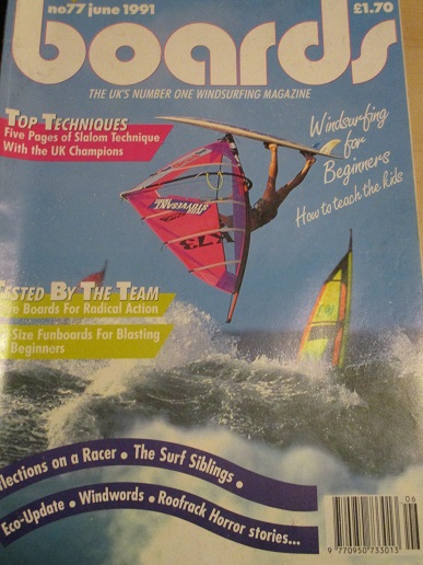 BOARDS magazine, June 1991 issue for sale. WINDSURFING. Original British publication from Tilley, Ch