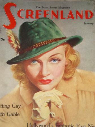 SCREENLAND magazine, January 1938 issue for sale. CAROLE LOMBARD. Original MOVIE publication from Ti