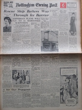 NOTTINGHAM EVENING POST newspaper, December 3 1949 issue for sale. Original British publication from