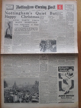 NOTTINGHAM EVENING POST newspaper, December 27 1949 issue for sale. Original British publication fro