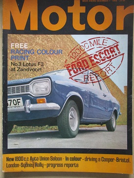 Tilleys Vintage Magazines MOTOR Magazine December 7 1968 Issue For