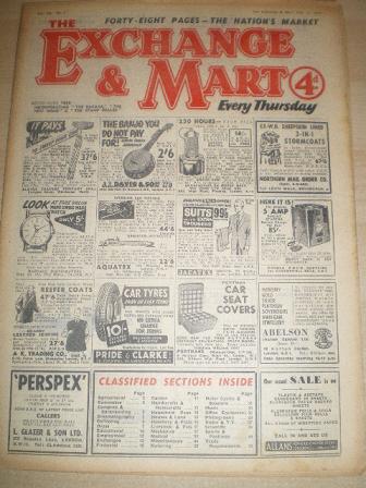 EXCHANGE AND MART magazine, February 12 1959 issue for sale. SALES, WANTS, EXCHANGES. Original Briti