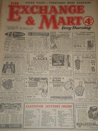 EXCHANGE AND MART magazine, October 2 1958 issue for sale. SALES, WANTS, EXCHANGES. Original British