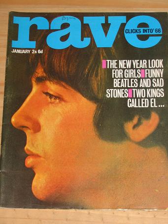 RAVE MAGAZINE JANUARY 1966 FOR SALE STONES BEATLES VINTAGE POP MUSIC TEEN GIRL PUBLICATION PURE NOST