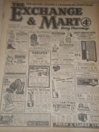 EXCHANGE AND MART magazine, December 27 1956 issue for sale. SALES, WANTS, EXCHANGES. Original Briti