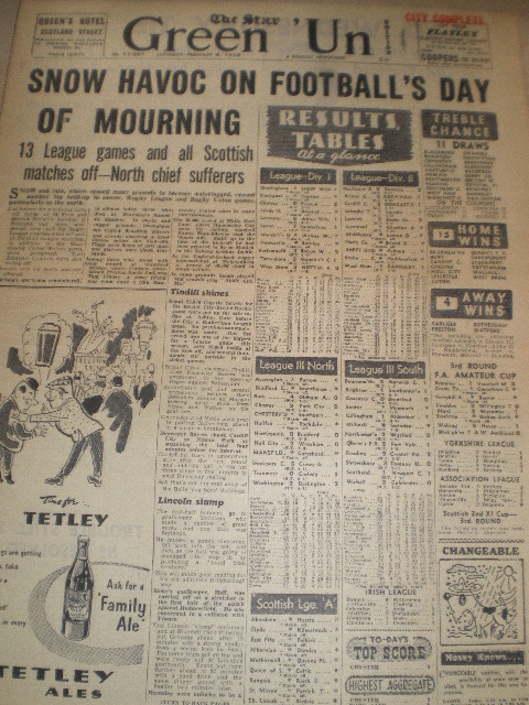 The Star GREEN UN newspaper, February 8 1958 issue for sale. Original SHEFFIELD SPORTS publication f