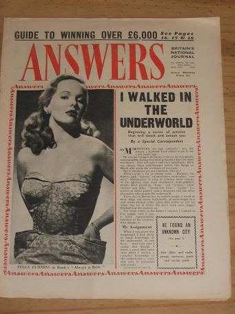 ANSWERS MAG MAY 16 1953 PEGGY CUMMINS VINTAGE MAGAZINE FOR SALE CLASSIC IMAGES OF THE 20TH CENTURY P