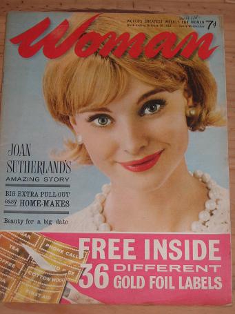 WOMAN MAG OCT 20 1962 JOAN SUTHERLAND REDGRAVE FICTION FASHION LIFESTYLE VINTAGE PUBLICATION FOR SAL