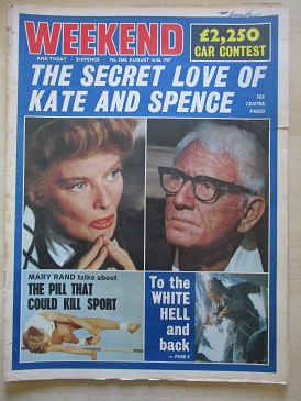 WEEKEND magazine, August 16 - 22 1967 issue for sale. SPENCER TRACY, KATHARINE HEPBURN. Original Bri