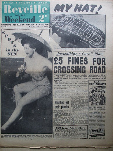 REVEILLE newspaper, May 27, 28, 29, 1949 issue for sale. LANA MORRIS. Original British publication f