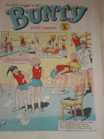 BUNTY comic, August 6 1977 issue for sale. GIRLS STORIES. Original gifts from Tilleys, Chesterfield,
