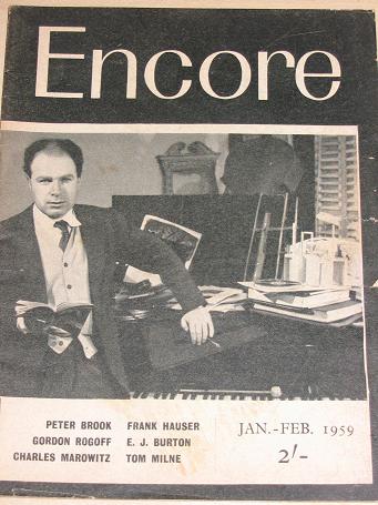 ENCORE magazine, January - February 1959 issue for sale. BROOK. Vintage THEATRE publication. Classic