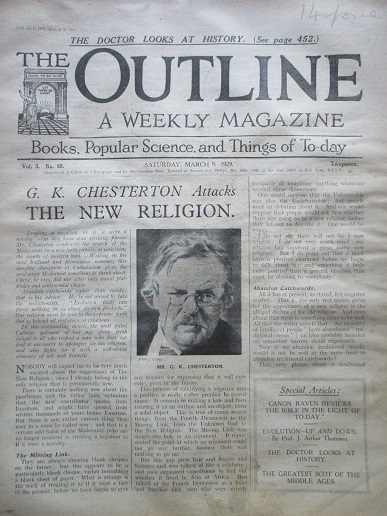OUTLINE magazine, March 9 1929 issue for sale. G.K.CHESTERTON. Original British publication from Til