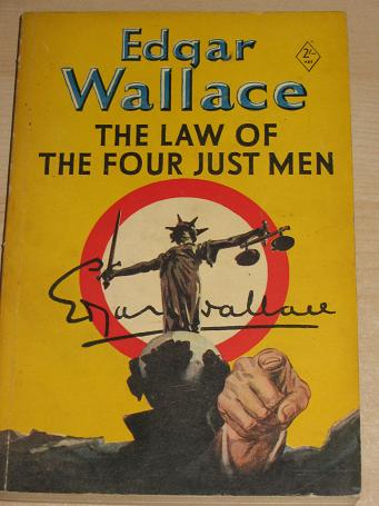 EDGAR WALLACE, LAW OF THE FOUR JUST MEN. 1952 Hodder Stoughton YELLOW JACKET book for sale. Classic 