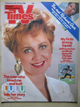 TV TIMES magazine, 23 - 29 July 1988 issue for sale. LULU, RICHARD GERE. Original British publicatio