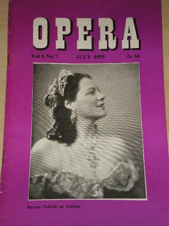 OPERA magazine, July 1955 issue for sale. Original British publication from Tilley, Chesterfield, De