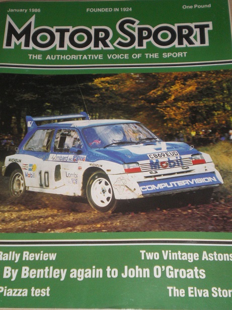 MOTOR SPORT magazine, January 1986 issue for sale. Original British publication from Tilley, Chester