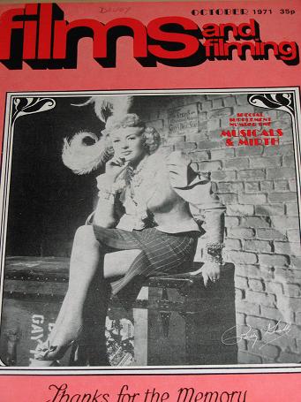 FILMS AND FILMING magazine, October 1971 issue for sale. BETTY GABLE. Original British MOVIE publica