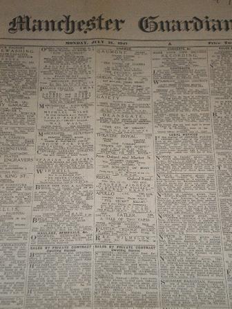 THE MANCHESTER GUARDIAN newspaper, July 21 1947 issue for sale. Original BRITISH DAILY publication f