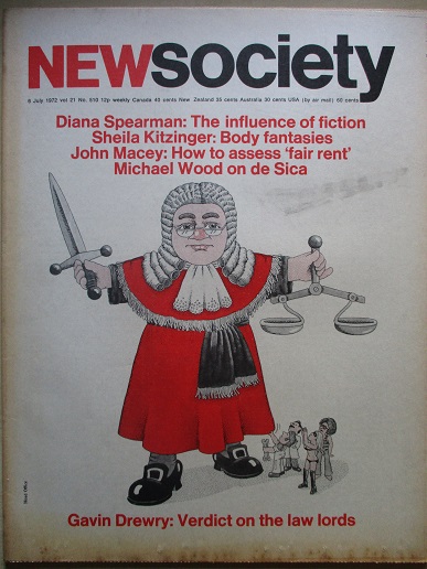 NEW SOCIETY magazine, 6 July 1972 issue for sale. DIANA SPEARMAN. Original British publication from 