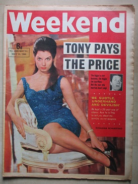 WEEKEND magazine, May 9 - 13 1962 issue for sale. ROSANNA SCHIAFFINO, OLIVER BRABBINS, CHARLES PITTO