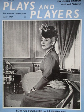 PLAYS AND PLAYERS magazine, April 1957 issue for sale. EDWIGE FEUILLERE. Original British publicatio