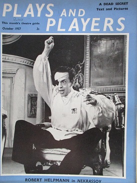PLAYS AND PLAYERS magazine, October 1957 issue for sale. ROBERT HELPMANN. Original British publicati