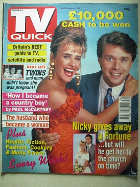 TV QUICK magazine, 24 - 30 August 1991 issue for sale. PAUL MCCARTNEY, MOLLY PARKIN. Original Britis