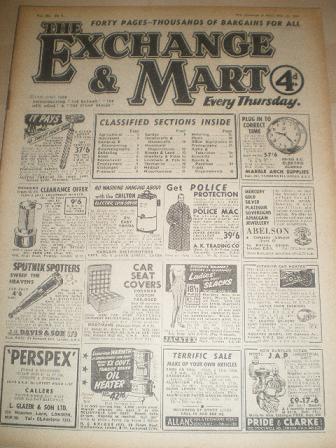 EXCHANGE AND MART magazine, February 13 1958 issue for sale. SALES, WANTS, EXCHANGES. Original Briti