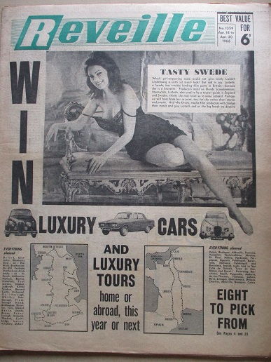 REVEILLE newspaper, April 14 to April 20 1966 issue for sale. LIZABETH LINDEBOURG. Original British 