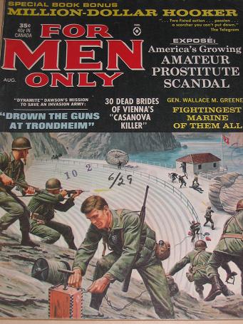 FOR MEN ONLY magazine, August 1965 issue for sale. Vintage PULP ART, PIN-UPS, ADVENTURE, STORIES, ME