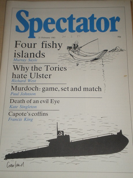 SPECTATOR magazine, 21 February 1981 issue for sale. MURRAY SAYLE, ULSTER, MURDOCH. Original British
