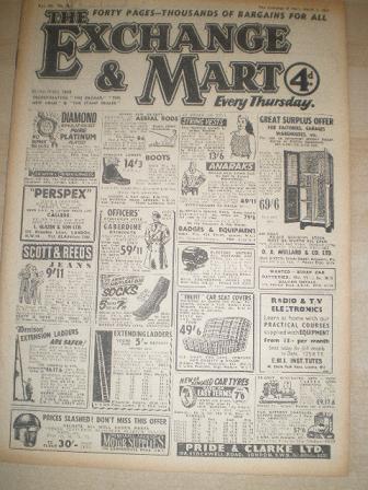 EXCHANGE AND MART magazine, March 7 1957 issue for sale. SALES, WANTS, EXCHANGES. Original British p