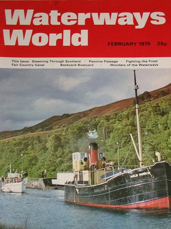 WATERWAYS WORLD magazine, February 1975 issue for sale. CANALS, BOATS. Classic images of the twentie