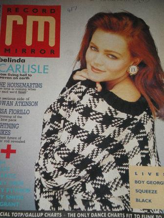 RECORD MIRROR magazine, January 16 1988 issue for sale. BELINDA CARLISLE, HOUSEMARTINS, SQUEEZE. Ori