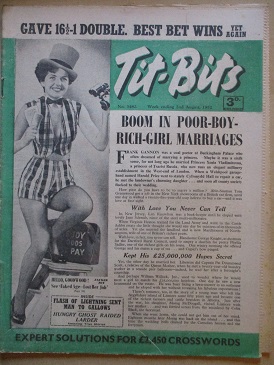 TIT-BITS magazine, 2 August 1952 issue for sale. JACKIE JOY, MARGARET CARR. Original British publica