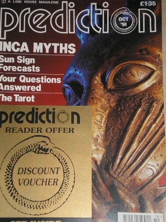 PREDICTION magazine, October 1991 issue for sale. OCCULT. Original British publication from Tilley, 