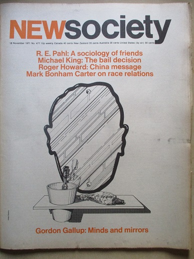 NEW SOCIETY magazine, 18 November 1971 issue for sale. MARY BONHAM CARTER. Original British publicat