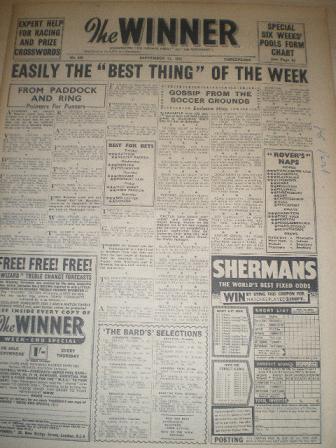 Tilleys Vintage Magazines : THE WINNER September 21 1957 issue for