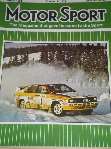 MOTOR SPORT magazine, March 1984 issue for sale. Original British publication from Tilley, Chesterfi
