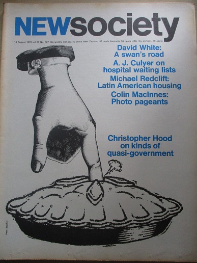 NEW SOCIETY magazine, 16 August 1973 issue for sale. CHRISTOPHER HOOD. Original British publication 