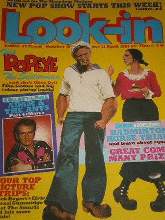 LOOK-IN magazine, 11 April 1981 issue for sale. POPEYE. Original gifts from Tilleys, Chesterfield, D