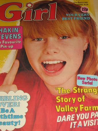 GIRL magazine, 27 March 1982 issue for sale. SHAKIN STEVENS. British teen publication. Tilleys, Ches