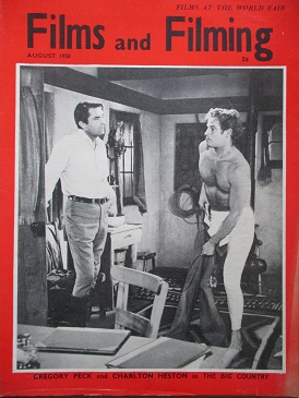 FILMS AND FILMING magazine, August 1958 issue for sale. GREGORY PECK, CHARLTON HESTON. Original Brit