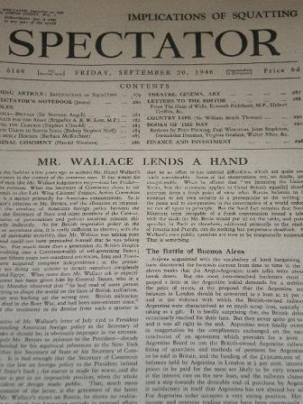 SPECTATOR magazine, September 20 1946 issue for sale. HAROLD NICOLSON, JANUS. Original British publi