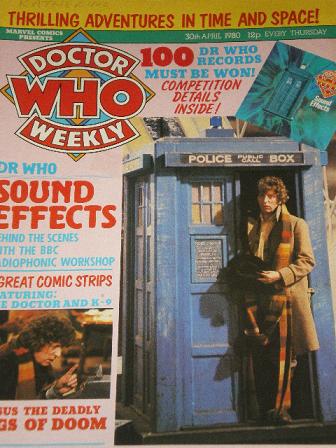 DOCTOR WHO WEEKLY, 30 April 1980 issue for sale. Original gifts from Tilleys, Chesterfield, Derbyshi