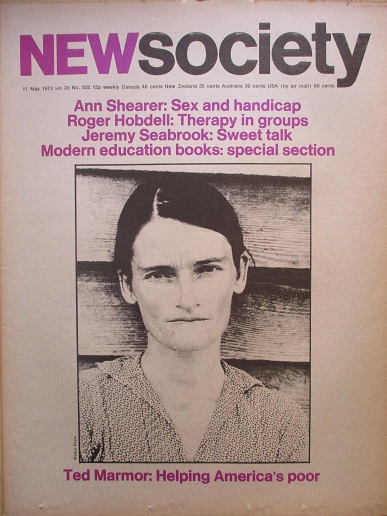 NEW SOCIETY magazine, 11 May 1972 issue for sale. TED MARMOR. Original British publication from Till