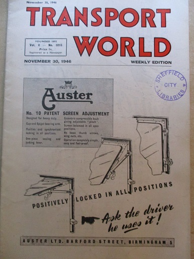 TRANSPORT WORLD weekly edition, November 30 1946 issue for sale. Original BRITISH publication from T