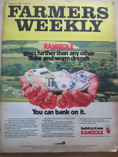 FARMERS WEEKLY magazine, August 22 1980 issue for sale. Original BRITISH publication from Tilley, Ch