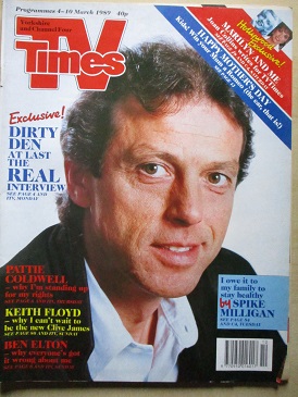 TV TIMES magazine, 4 - 10 March 1989 issue for sale. KEITH FLOYD, BEN ELTON, SPIKE MILLIGAN, LESLIE 